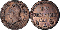 Frankreich Centime Münze, Dupré, Paris, SS, Kupfer, KM:646, Gadoury:76 -