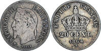 Frankreich 20 Centimes Münze, Napoleon III, Paris, SS, Silber -