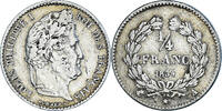Frankreich 1/4 Franc Münze, Louis-Philippe I, Paris, SS+, Silber -