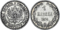 Finnland Markka Münze, Alexander II, Helsinki, SS+, Silber, KM:3.2 -