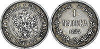 Finnland Markka Münze, Alexander II, Helsinki, SS+, Silber, KM:3.2 -