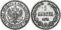 Finnland Markka Münze, Alexander II, Helsinki, SS+, Silber, KM:3.2 -