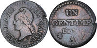 Frankreich 1 Centime Münze, Dupré, Paris, S+, Bronze, Gadoury:76 -