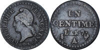 Frankreich 1 Centime Münze, Dupré, Paris, S+, Bronze, Gadoury:76 -