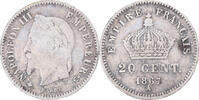 Frankreich 20 Centimes Münze, Napoleon III, Paris, S+, Silber -