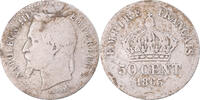 Frankreich 50 Centimes Münze, Napoleon III, Bordeaux, SGE+, Silber -