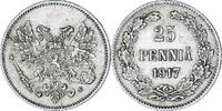 Finnland 25 Penniä Münze, Helsinki, VZ, Silber, KM:19 -