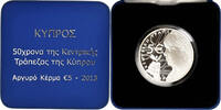 Zypern 5 Euro 50th Anniversary - Central Bank, Proof, STGL, Silber -