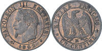 Frankreich 1 Centime Napoleon III, Strasbourg, Bronze, VZ, Gadoury:87 -