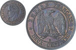 Frankreich 2 Centimes Napoleon III, Bordeaux, VZ+, Bronze, KM:796.6 -