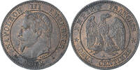 Frankreich 2 Centimes Napoleon III, Paris, VZ+, Bronze, KM:796.4 -