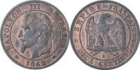 Frankreich 2 Centimes Napoleon III, Bordeaux, VZ+, Bronze, KM:796.6 -