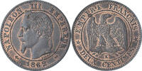 Frankreich 2 Centimes Napoleon III, Bordeaux, VZ+, Bronze, KM:796.6 -