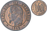 Frankreich 2 Centimes Napoleon III, Bordeaux, VZ+, Bronze, KM:796.6 -