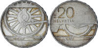Schweiz 20 Francs 150 ans rail suisse, Bern, BE, VZ+, Silber, KM:78 -