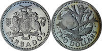 Barbados 2 Dollars Proof, UNZ+, Cupronickel, KM:15 -