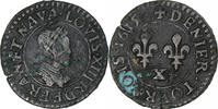 Frankreich Denier Tournois Louis XIII, Amiens, Rare, SS, Kupfer -