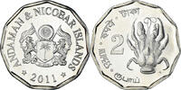 India 2 Rupees Münze, îles Andaman et Nicobar., UNZ, Cupronickel -