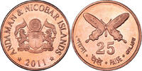 India 25 Paise Münze, îles Andaman et Nicobar., UNZ, Cuivre recouvert -