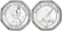 Sierra Leone 10 Cents Münze, Sooliman Ernest Rogers, UNZ, Acier plaqué -