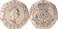 Großbritannien 20 Pence Münze, Elizabeth II, UNZ, Kupfer-Nickel -