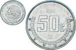 Mexiko 50 Centavos Münze, Mexico City, SS+, Stainless Steel, KM:936 -