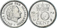 Niederlande 10 Cents Münze, Juliana, SS, Nickel, KM:182 -