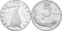Italien 5 Lire Münze, Rome, S+, Aluminium, KM:92 -