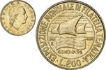 Italien 200 Lire Münze, Rome, SS, Bronzital, KM:151 -