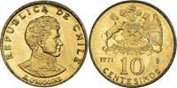 Chile 10 Centesimos Münze, UNZ, Aluminum-Bronze, KM:194 -