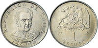 Chile Escudo Münze, VZ, Kupfer-Nickel, KM:197 -