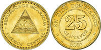 Nicaragua 25 Centavos Münze, British Royal Mint, VZ, Brass plated -