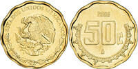 Mexiko 50 Centavos Münze, UNZ, Aluminum-Bronze, KM:549 -