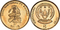 Ruanda 5 Francs Münze, UNZ, Brass plated steel, KM:23 -