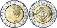 Italien 500 Lire Münze, Rome, UNZ, Bi-Metallic, KM:160 -