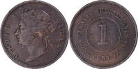 Straits Settlements Cent Münze, Victoria, S, Kupfer, KM:9 -
