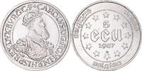 Belgien 5 Ecu Münze, UNZ, Silber, KM:166 -
