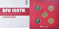 Jersey Set Münze, l Rugby RFU 150th Anniversary £2 Two Pound Coin Set -