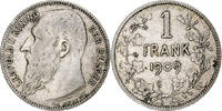 Belgien Franc Münze, Leopold II, S, Silber, KM:57.1 -