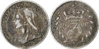 Großbritannien 3 Pence Münze, Victoria, SS, Silber, KM:777 -