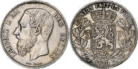 Belgien 5 Francs, 5 Frank Münze, Leopold II, Brussels, SS, Silber -