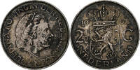 Niederlande 2-1/2 Gulden Münze, Juliana, SS+, Silber, KM:185 -
