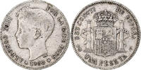 Spanien Peseta Münze, Alfonso XIII, Madrid, SS, Silber, KM:706 -