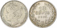 Niederlande 10 Cents Münze, Wilhelmina I, Utrecht, VZ+, Silber, KM:135 -