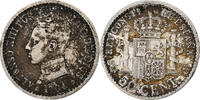 Spanien 50 Centimos Alfonso XIII, Madrid, S+, Silber, KM:723 -
