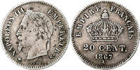 Frankreich 20 Centimes Napoleon III, Paris, S, Silber, KM:808.1 -