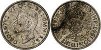 Großbritannien Florin, Two Shillings George VI, SS+, Silber, KM:855 -
