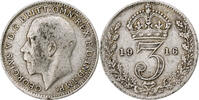Großbritannien 3 Pence George V, S+, Silber, KM:813 -