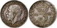 Großbritannien 3 Pence George V, SS+, Silber, KM:813 -