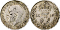 Großbritannien 3 Pence George V, SS, Silber, KM:813 -